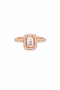 Radiant Halo Emerald Cut Rose Gold Ring