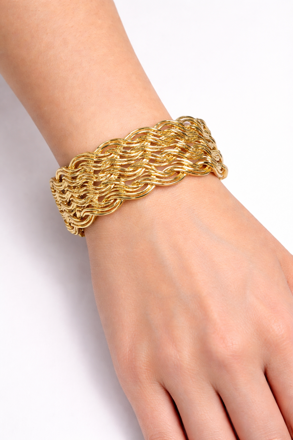 Wave Golden Cuff Bracelet