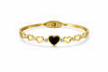 Chic Black Heart Gold-Tone Bracelet with Crystal Accents