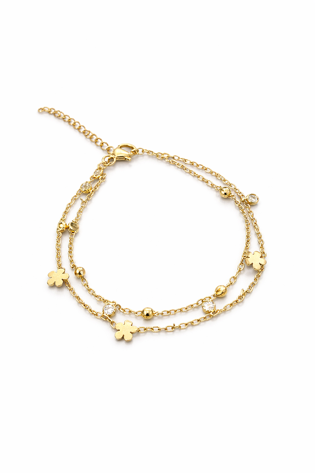 Clover Charm Layered Gold Bracelet