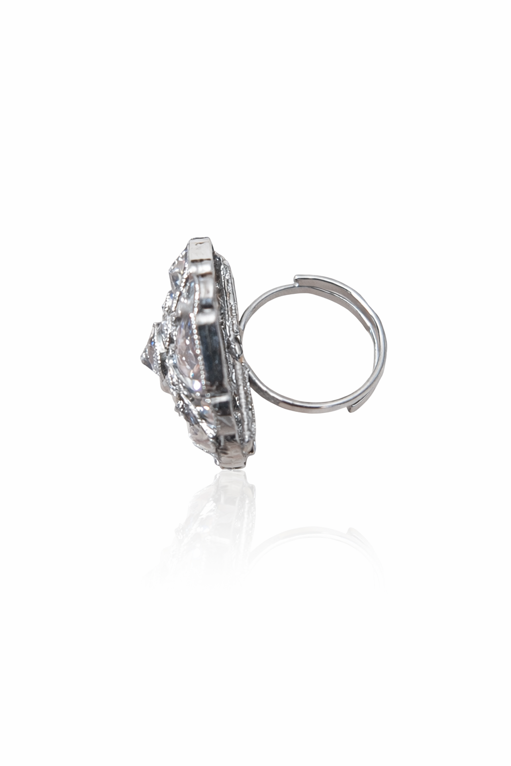 Crystal Geometric Statement Ring with Multi-Stone Detailing