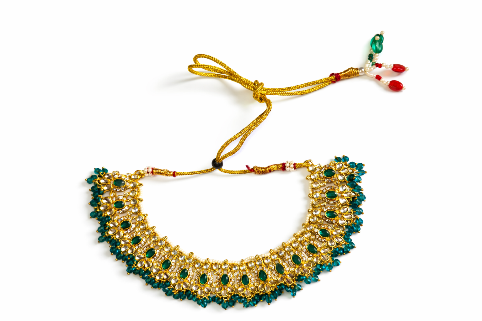 Royal Emerald Kundan Polki Jewellery Set