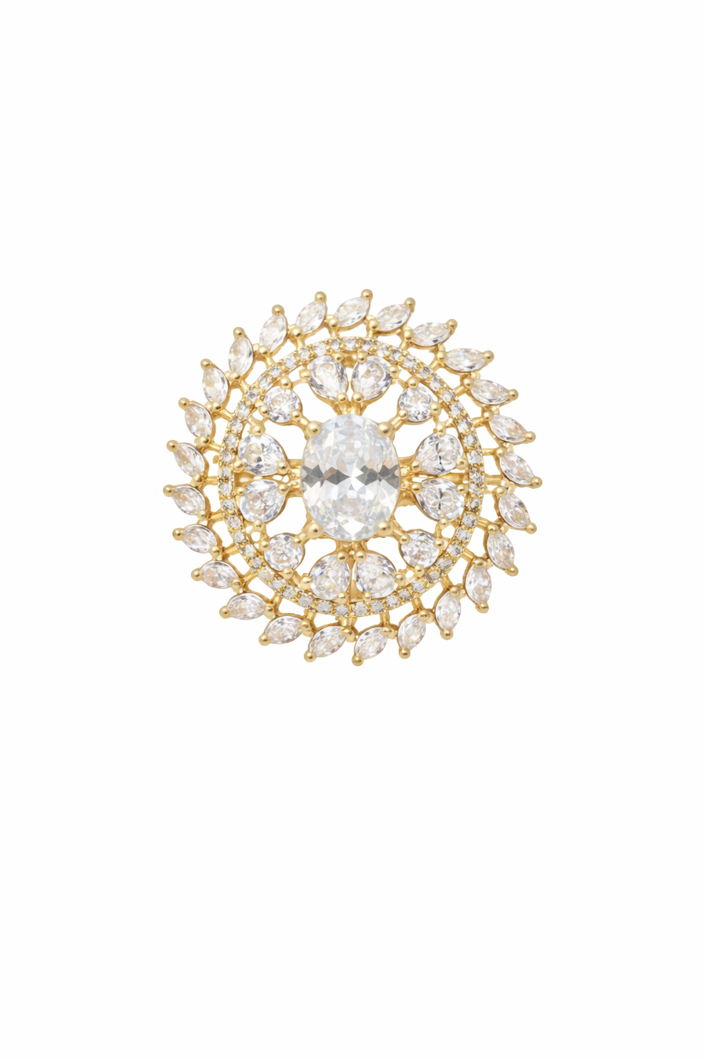 Radiant Sunburst Crystal Statement Ring