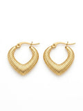 Textured Heart-shaped Golden Hoop Earrings