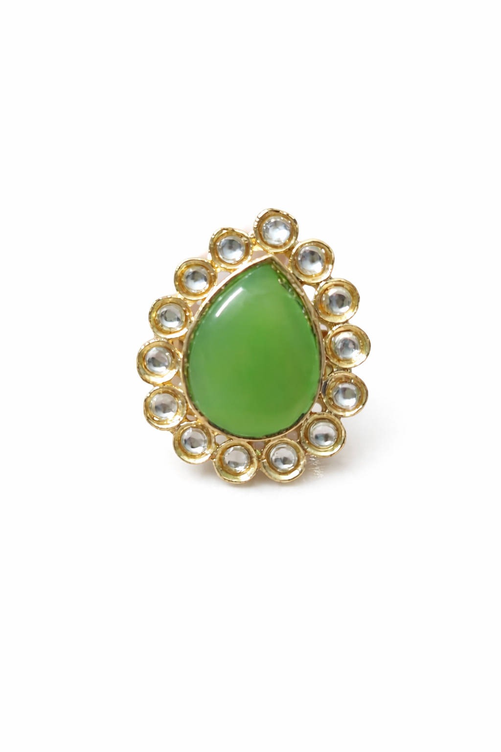 Light green teardrop adjustable ring