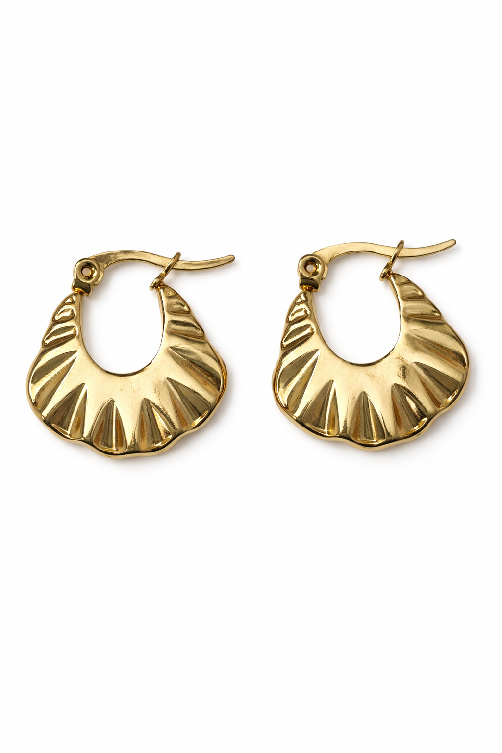 Sculpted Golden bag-style Hoop Earrings