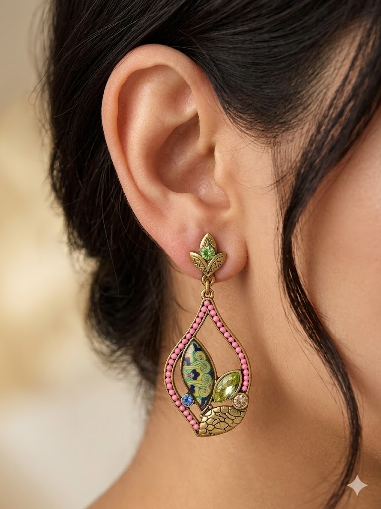 Vintage Leaf Motif Bohemian Style Earrings