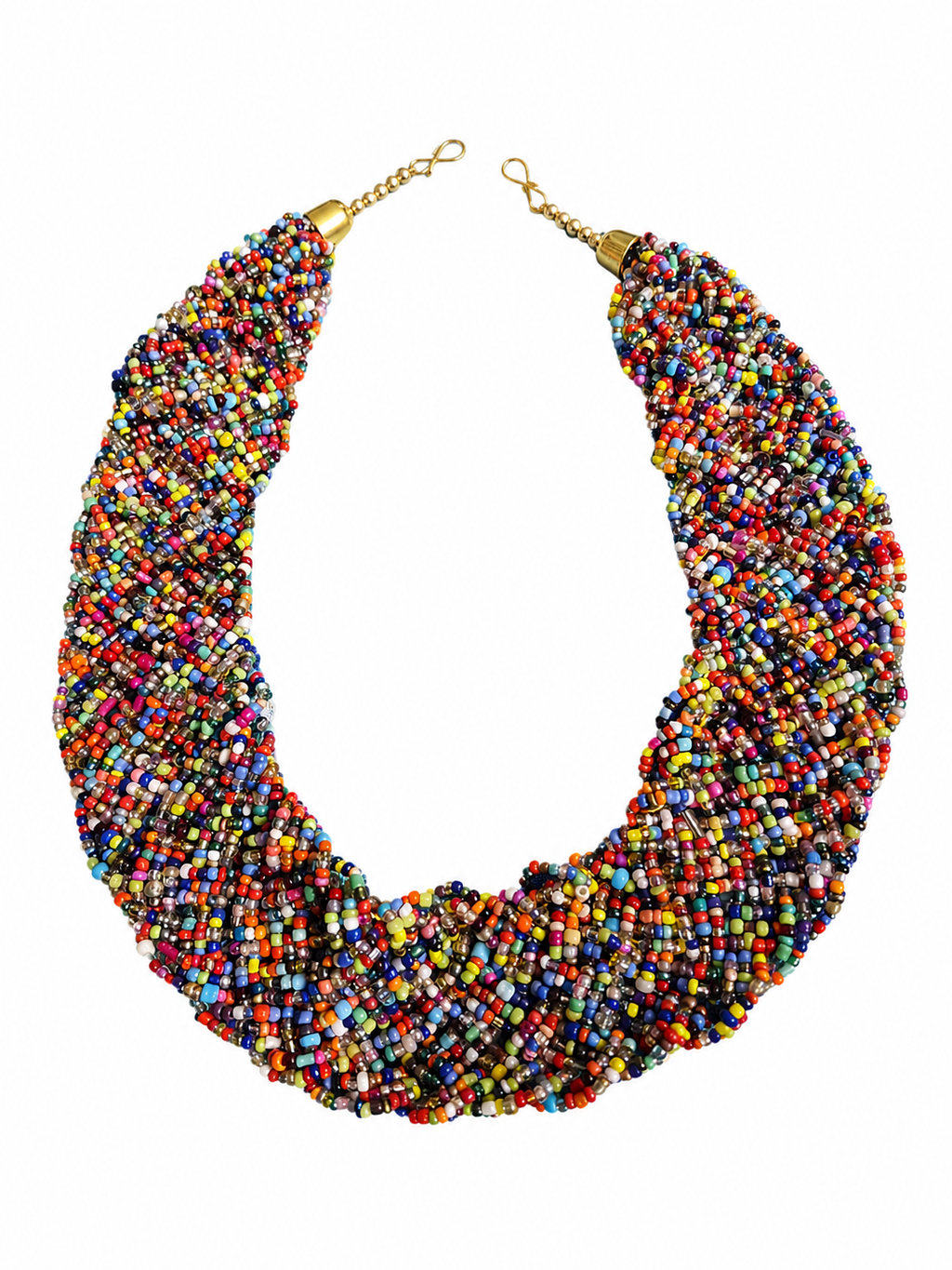 Rainbow Mosaic Beaded Collar Necklace