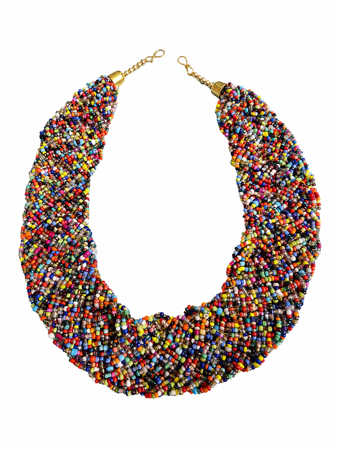 Rainbow Mosaic Beaded Collar Necklace