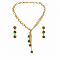 Emerald Cascade Gold Necklace & Earring Set
