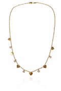 Gold Heart & white Stone Charm Necklace