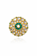 Emerald Radiance Kundan Statement Ring