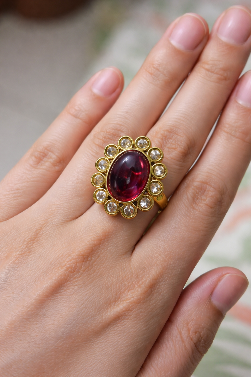 Ruby Red Oval Statement Ring