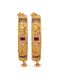 Royal Kundan Temple Gold Bangles with ghungroo (set of 2)