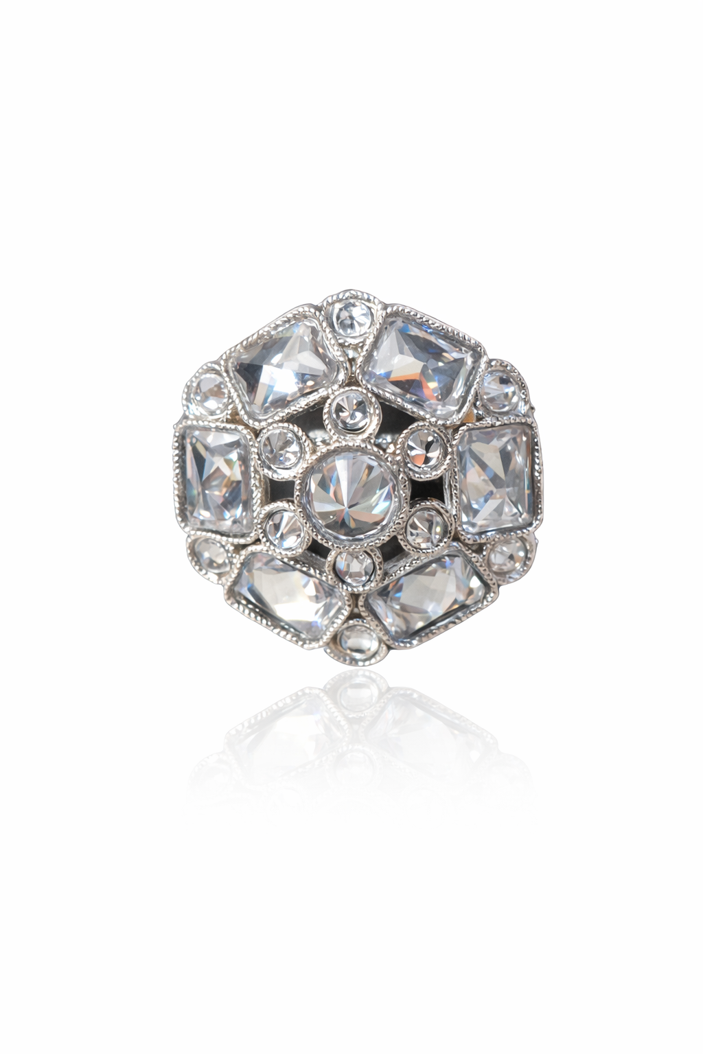 Crystal Geometric Statement Ring with Multi-Stone Detailing