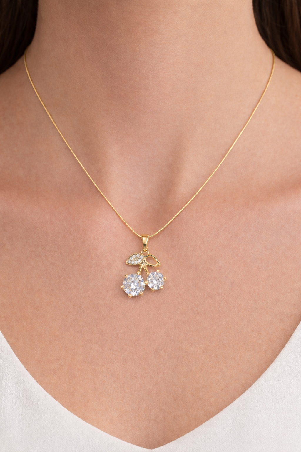 Cherry Blossom Golden Pendant Necklace