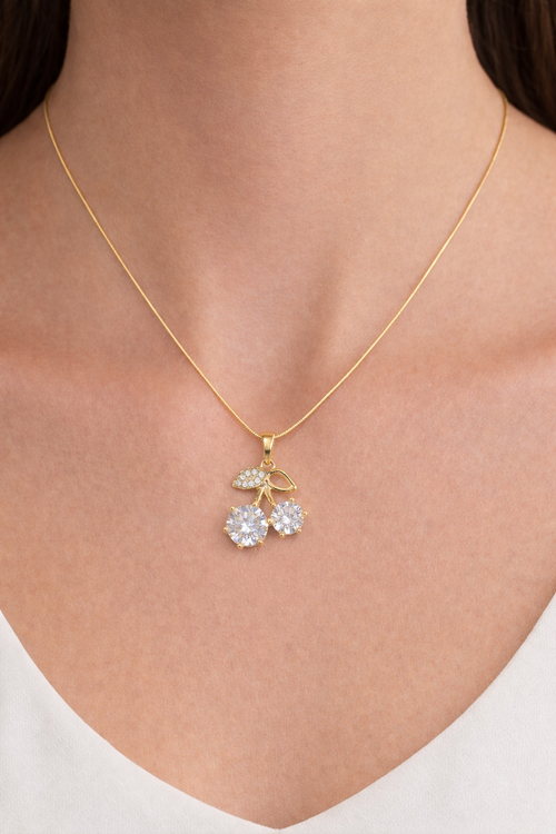 Cherry Blossom Golden Pendant Necklace