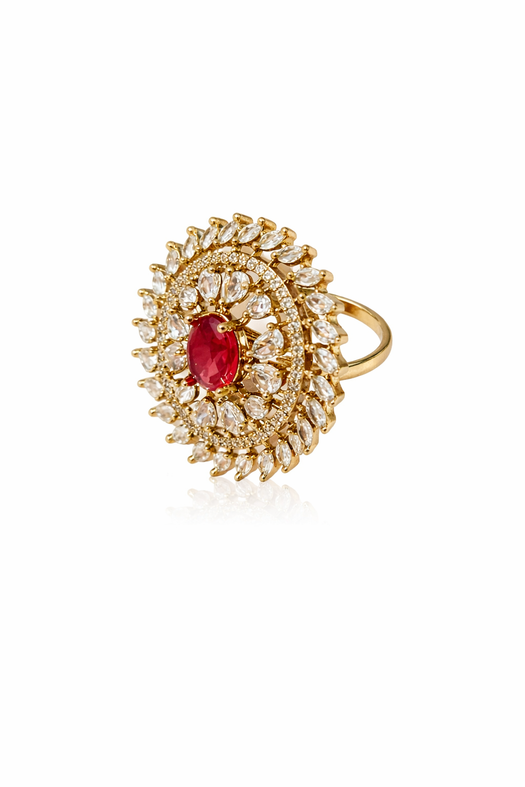 Sunburst Pink Crystal Statement Ring