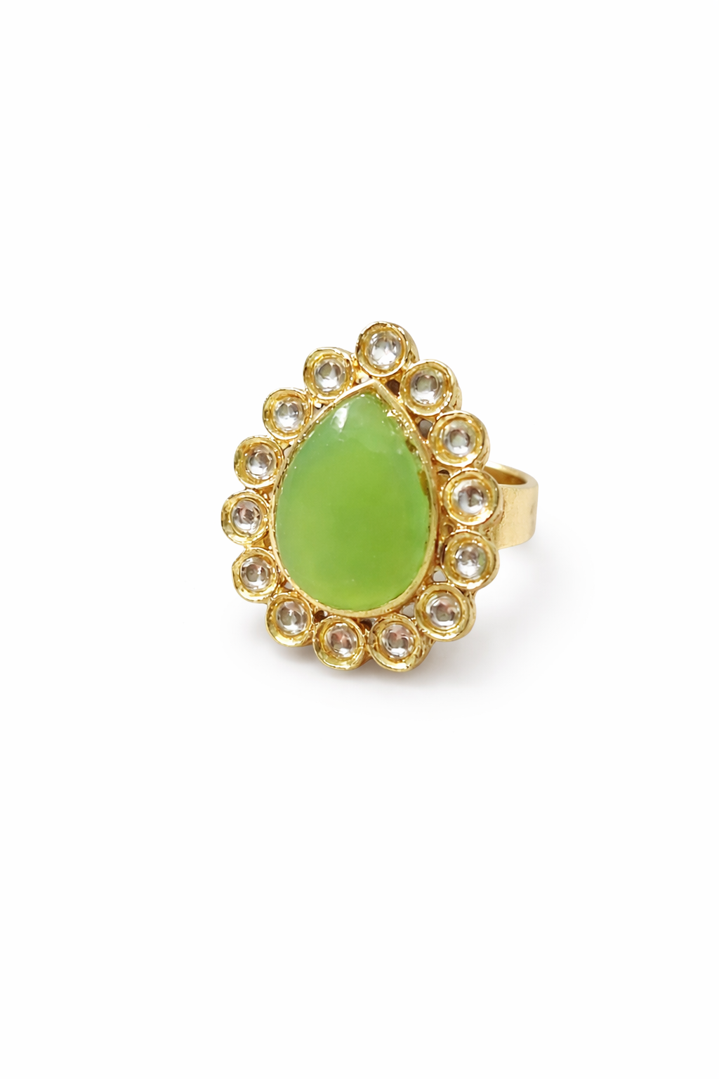Light green teardrop adjustable ring